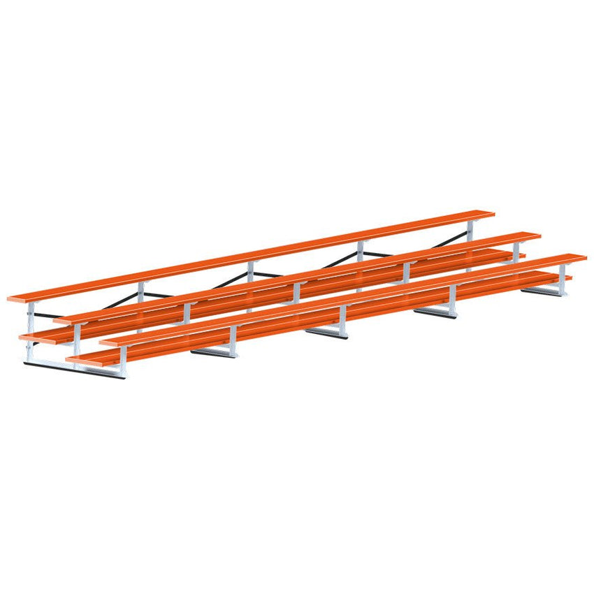 Jaypro Sports Bleacher - 3 Row - Double Foot Plank, All Aluminum Bleachers, Powder Coated - 27' L (BLDP - 327ALPC) - SchoolOutlet