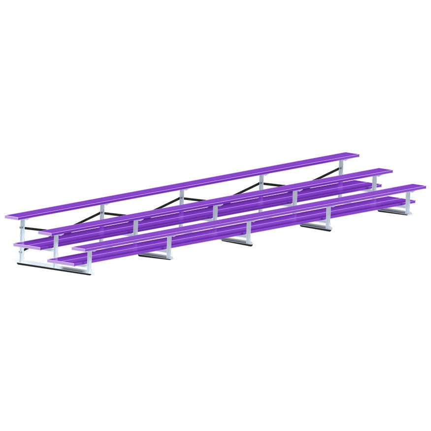 Jaypro Sports Bleacher - 3 Row - Double Foot Plank, All Aluminum Bleachers, Powder Coated - 27' L (BLDP - 327ALPC) - SchoolOutlet