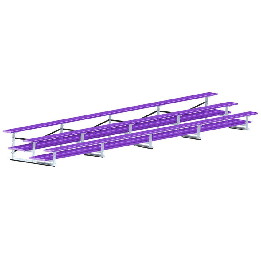 Jaypro Sports Bleacher - 3 Row - Double Foot Plank, All Aluminum Bleachers, Powder Coated - 27' L (BLDP - 327ALPC) - SchoolOutlet