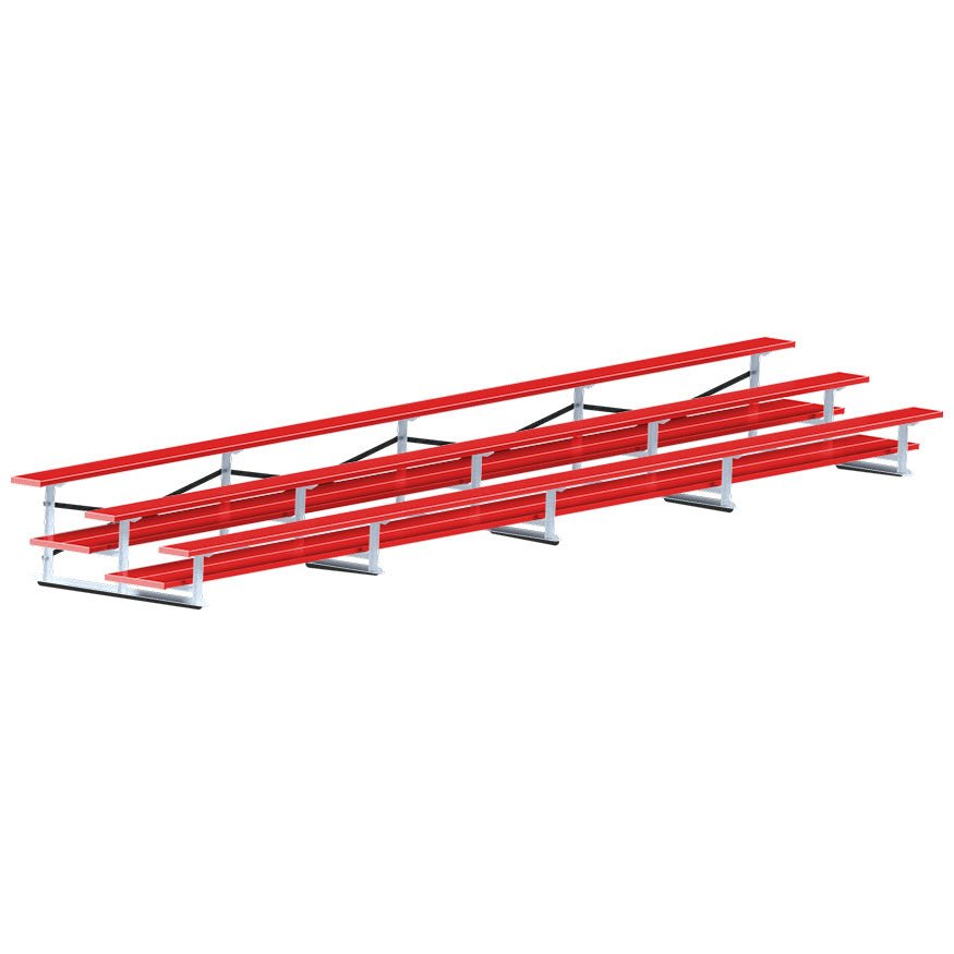Jaypro Sports Bleacher - 3 Row - Double Foot Plank, All Aluminum Bleachers, Powder Coated - 27' L (BLDP - 327ALPC) - SchoolOutlet