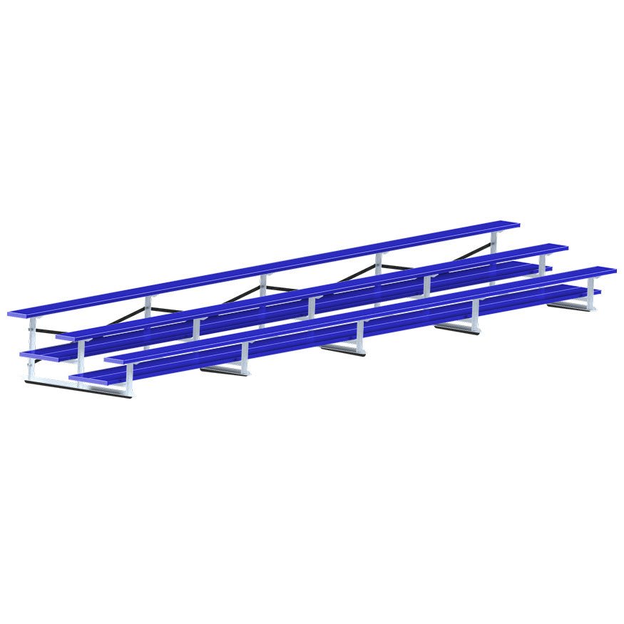 Jaypro Sports Bleacher - 3 Row - Double Foot Plank, All Aluminum Bleachers, Powder Coated - 27' L (BLDP - 327ALPC) - SchoolOutlet