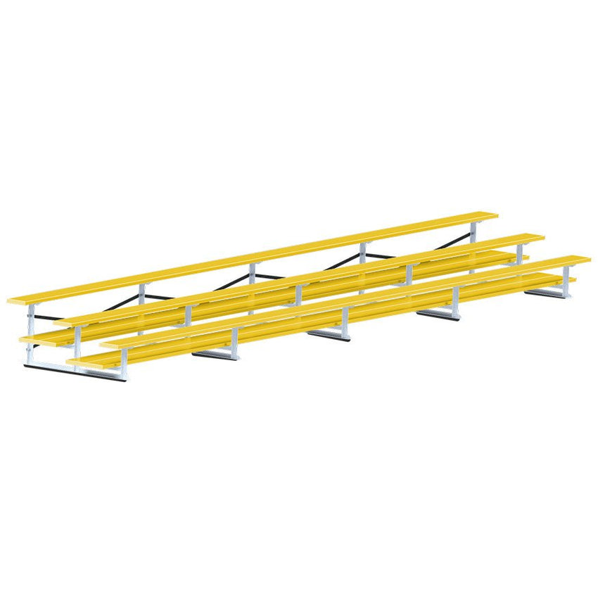 Jaypro Sports Bleacher - 3 Row - Double Foot Plank, All Aluminum Bleachers, Powder Coated - 27' L (BLDP - 327ALPC) - SchoolOutlet