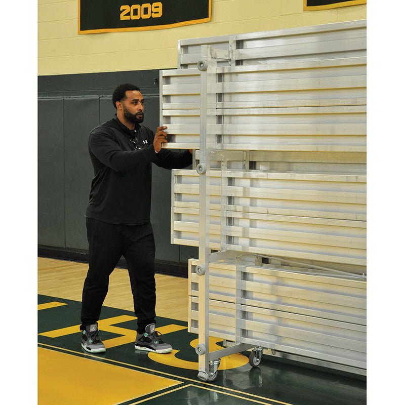Jaypro Sports Bleacher - 3 Row - Tip & Roll, Double Foot Plank - 27' L ...