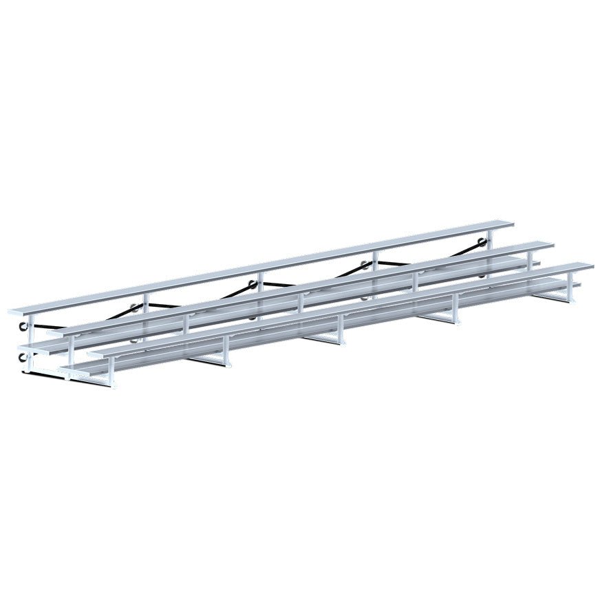 Jaypro Sports Bleacher - 3 Row - Tip & Roll, Double Foot Plank - 27' L (BLDP - 327TRG) - SchoolOutlet
