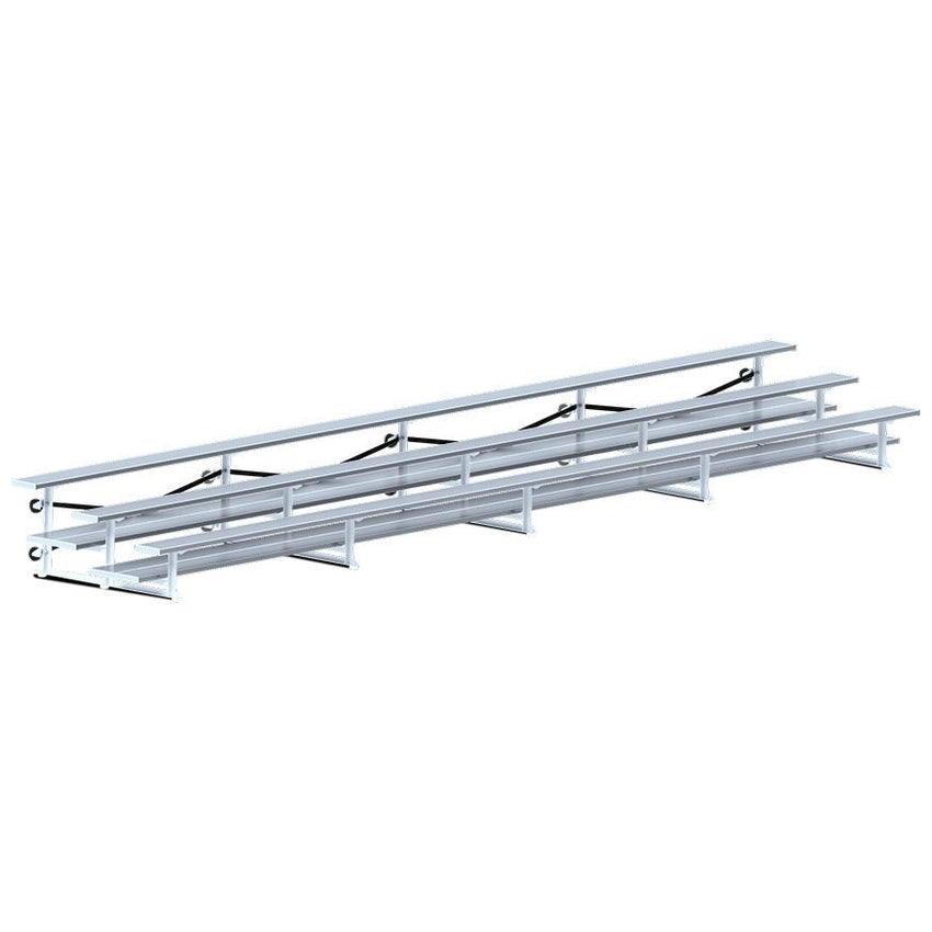 Jaypro Sports Bleacher - 3 Row - Tip & Roll, Double Foot Plank - 27' L (BLDP - 327TRG) - SchoolOutlet