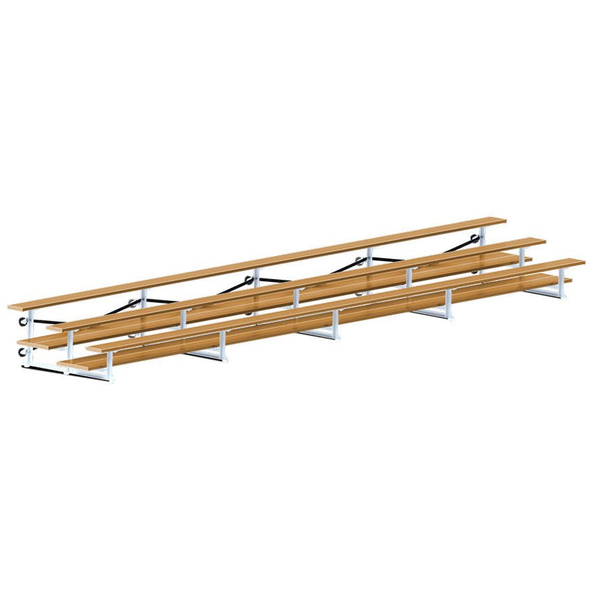 Jaypro Sports Bleacher - 3 Row - Tip & Roll, Double Foot Plank, Powder Coated - 27' L (BLDP-327TRGPC) - SchoolOutlet