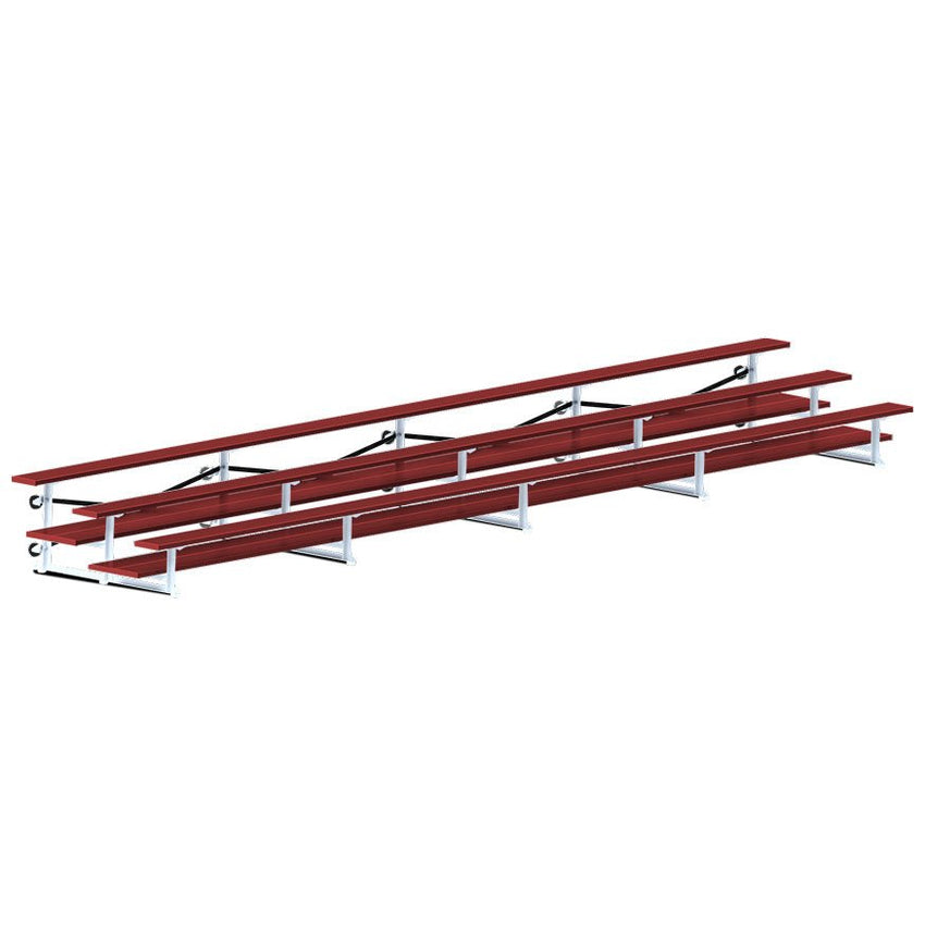 Jaypro Sports Bleacher - 3 Row - Tip & Roll, Double Foot Plank, Powder Coated - 27' L (BLDP-327TRGPC) - SchoolOutlet