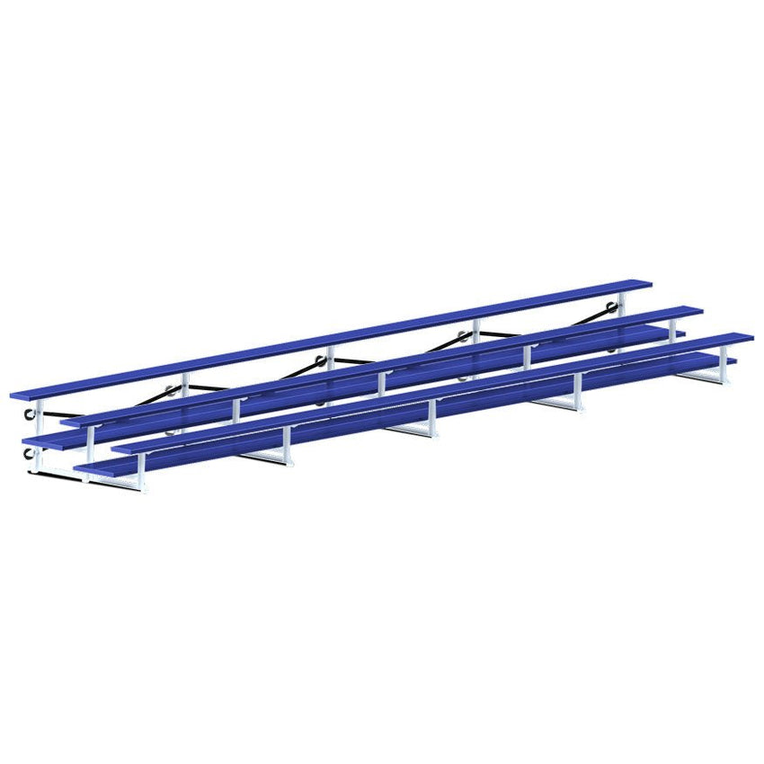 Jaypro Sports Bleacher - 3 Row - Tip & Roll, Double Foot Plank, Powder Coated - 27' L (BLDP-327TRGPC) - SchoolOutlet