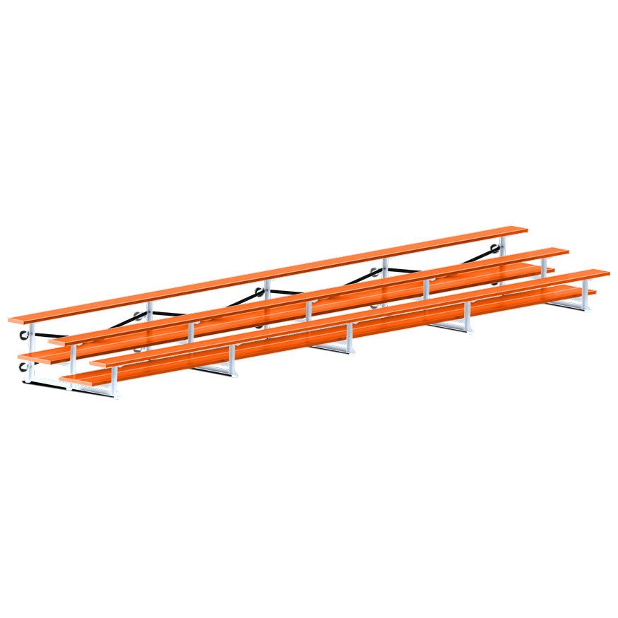 Jaypro Sports Bleacher - 3 Row - Tip & Roll, Double Foot Plank, Powder Coated - 27' L (BLDP-327TRGPC) - SchoolOutlet
