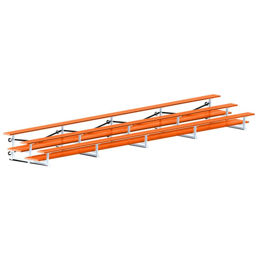 Jaypro Sports Bleacher - 3 Row - Tip & Roll, Double Foot Plank, Powder Coated - 27' L (BLDP-327TRGPC) - SchoolOutlet