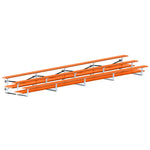 Jaypro Sports Bleacher - 3 Row - Tip & Roll, Double Foot Plank, Powder Coated - 27' L (BLDP-327TRGPC) - SchoolOutlet