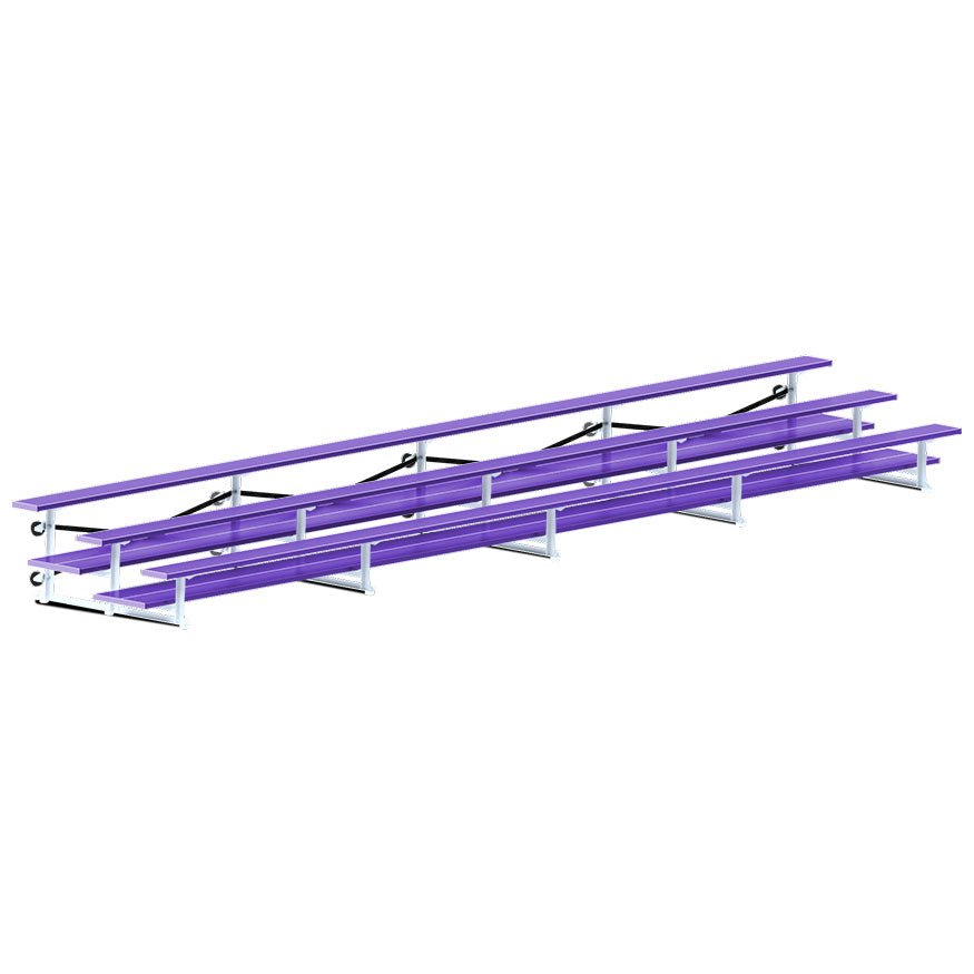 Jaypro Sports Bleacher - 3 Row - Tip & Roll, Double Foot Plank, Powder Coated - 27' L (BLDP-327TRGPC) - SchoolOutlet