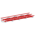 Jaypro Sports Bleacher - 3 Row - Tip & Roll, Double Foot Plank, Powder Coated - 27' L (BLDP-327TRGPC) - SchoolOutlet