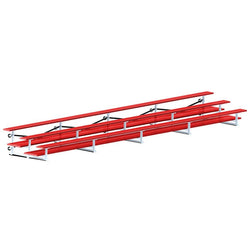 Jaypro Sports Bleacher  - 3 Row - Tip & Roll, Double Foot Plank, Powder Coated - 27' L (BLDP-327TRGPC)