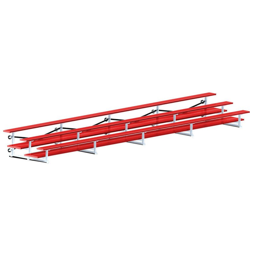 Jaypro Sports Bleacher - 3 Row - Tip & Roll, Double Foot Plank, Powder Coated - 27' L (BLDP-327TRGPC) - SchoolOutlet