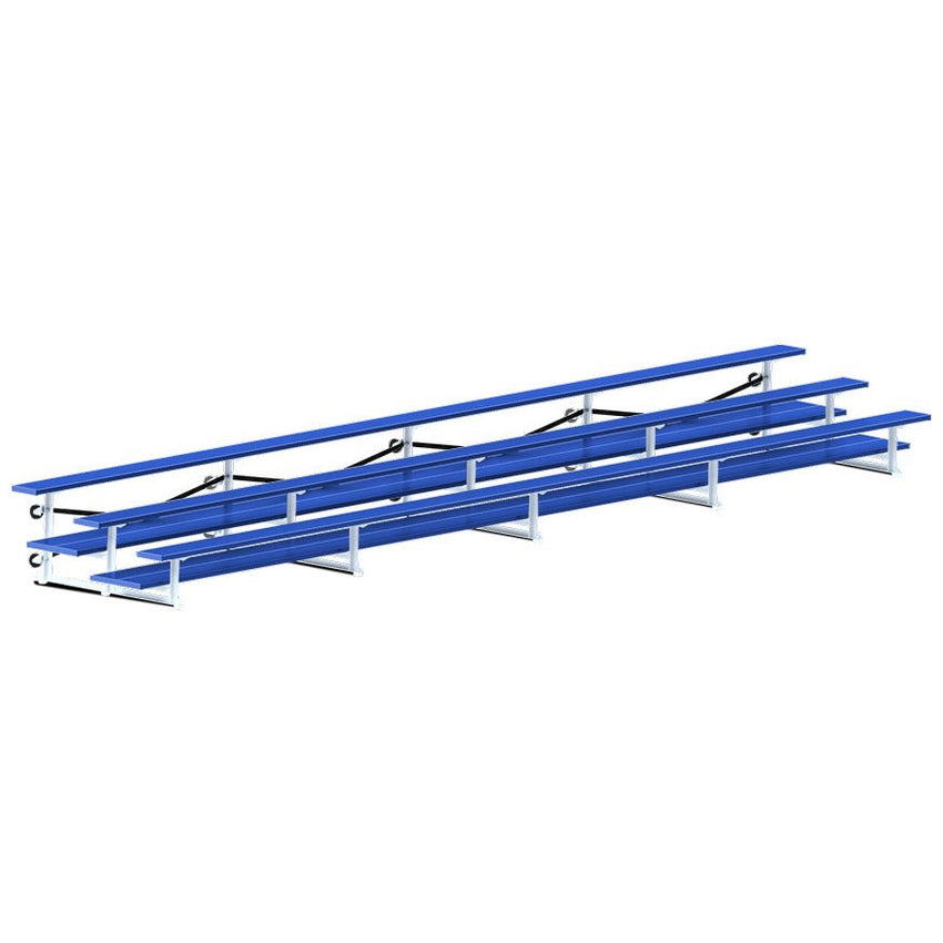 Jaypro Sports Bleacher - 3 Row - Tip & Roll, Double Foot Plank, Powder Coated - 27' L (BLDP-327TRGPC) - SchoolOutlet