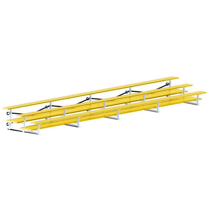 Jaypro Sports Bleacher - 3 Row - Tip & Roll, Double Foot Plank, Powder Coated - 27' L (BLDP-327TRGPC) - SchoolOutlet