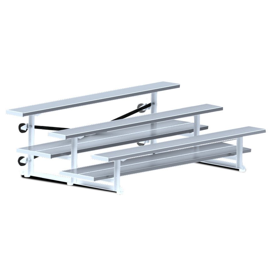 Jaypro Sports Bleacher - 3 Row - Tip & Roll, Double Foot Plank - 7.5' L (BLDP - 375TRG) - SchoolOutlet