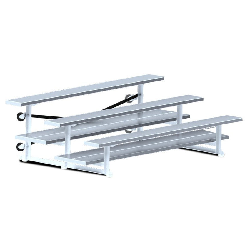 Jaypro Sports Bleacher - 3 Row - Tip & Roll, Double Foot Plank - 7.5' L (BLDP - 375TRG) - SchoolOutlet