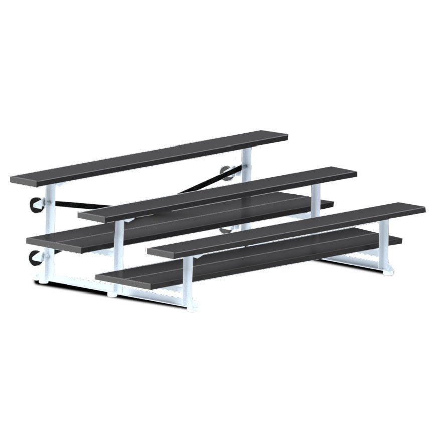 Jaypro Sports Bleacher - 3 Row - Tip & Roll, Double Foot Plank, powder Coated - 7.5' L (BLDP-375TRGPC) - SchoolOutlet