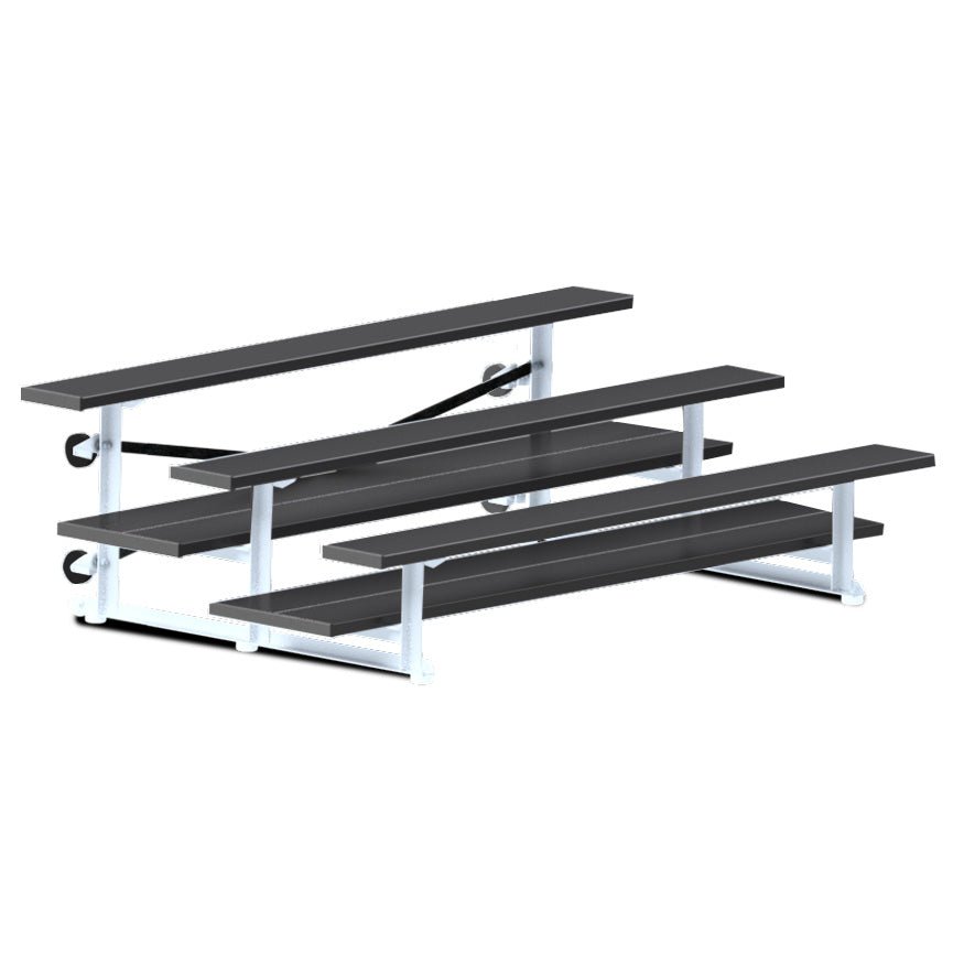 Jaypro Sports Bleacher - 3 Row - Tip & Roll, Double Foot Plank, powder Coated - 7.5' L (BLDP - 375TRGPC) - SchoolOutlet