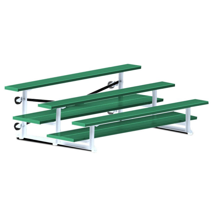 Jaypro Sports Bleacher - 3 Row - Tip & Roll, Double Foot Plank, powder Coated - 7.5' L (BLDP-375TRGPC) - SchoolOutlet