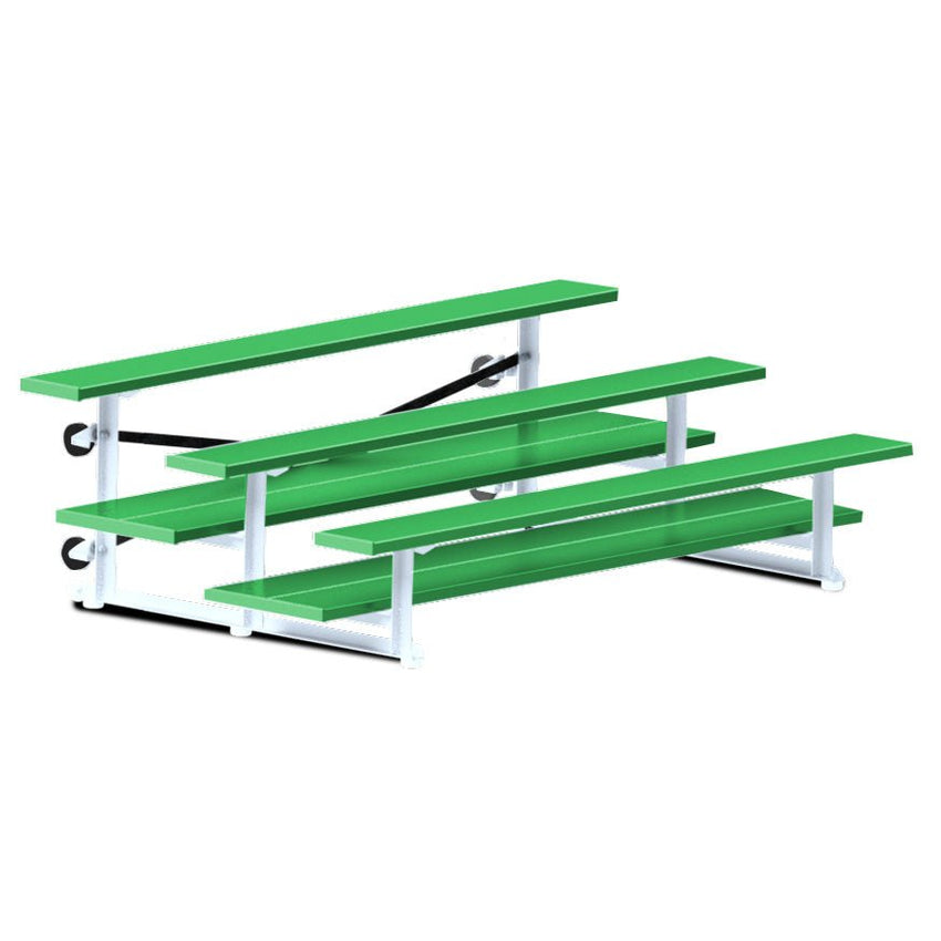 Jaypro Sports Bleacher - 3 Row - Tip & Roll, Double Foot Plank, powder Coated - 7.5' L (BLDP-375TRGPC) - SchoolOutlet