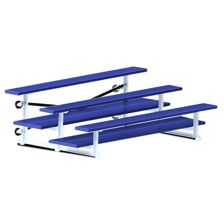 Jaypro Sports Bleacher - 3 Row - Tip & Roll, Double Foot Plank, powder Coated - 7.5' L (BLDP-375TRGPC) - SchoolOutlet