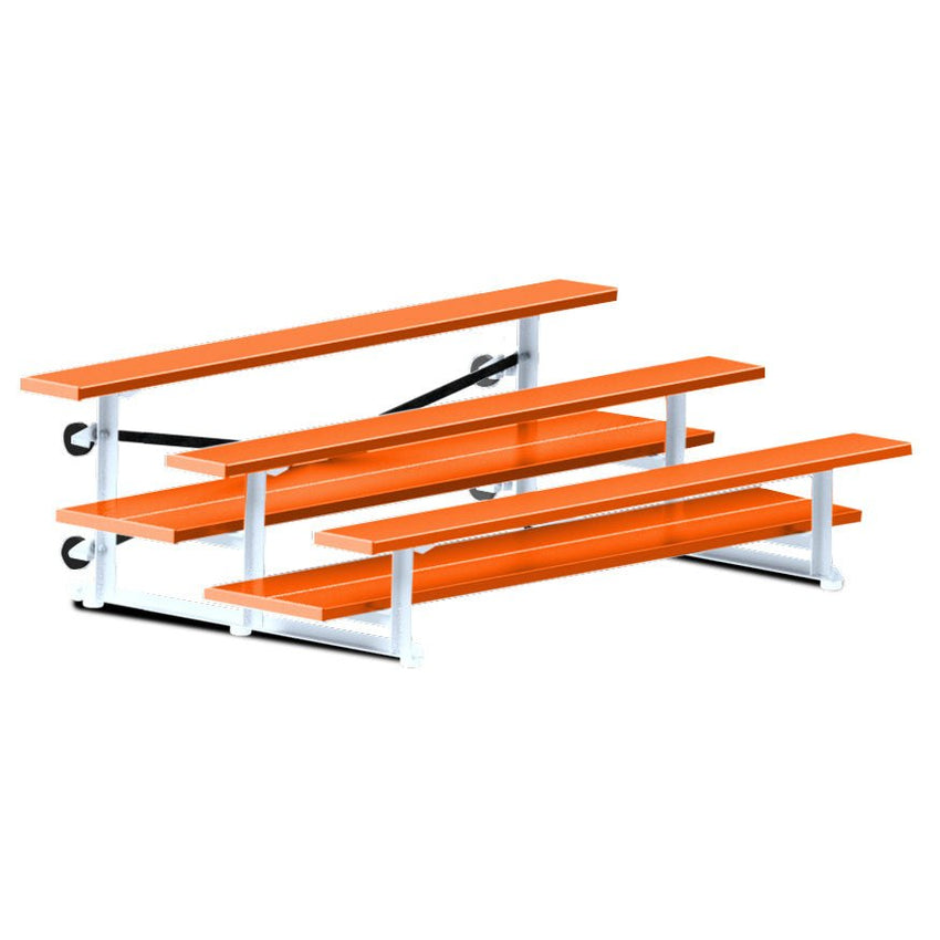 Jaypro Sports Bleacher - 3 Row - Tip & Roll, Double Foot Plank, powder Coated - 7.5' L (BLDP-375TRGPC) - SchoolOutlet
