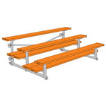 Jaypro Sports Bleacher - 3 Row - Tip & Roll, Double Foot Plank, powder Coated - 7.5' L (BLDP - 375TRGPC) - SchoolOutlet