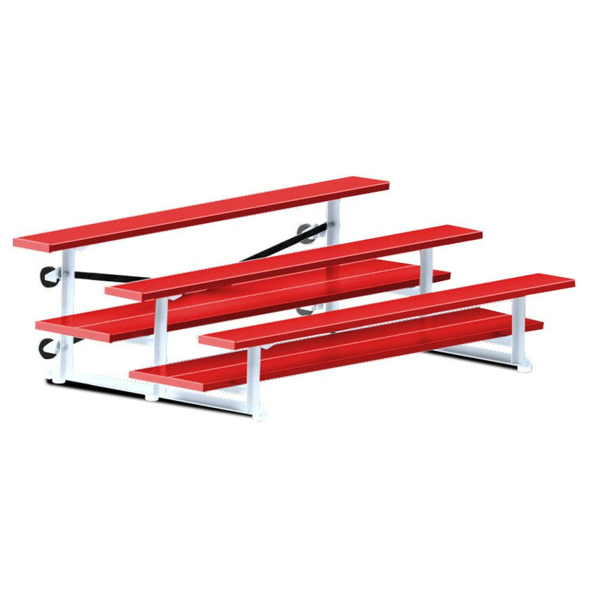 Jaypro Sports Bleacher - 3 Row - Tip & Roll, Double Foot Plank, powder Coated - 7.5' L (BLDP-375TRGPC) - SchoolOutlet