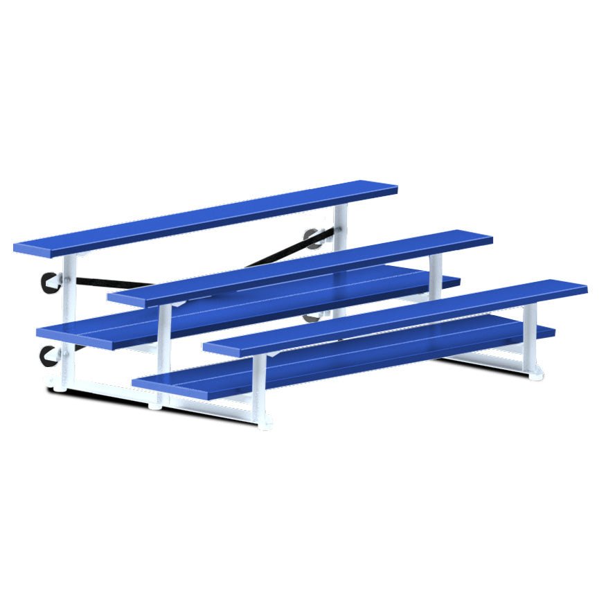 Jaypro Sports Bleacher - 3 Row - Tip & Roll, Double Foot Plank, powder Coated - 7.5' L (BLDP-375TRGPC) - SchoolOutlet
