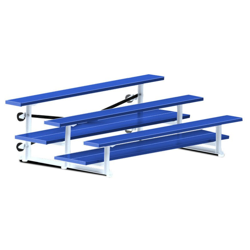 Jaypro Sports Bleacher - 3 Row - Tip & Roll, Double Foot Plank, powder Coated - 7.5' L (BLDP-375TRGPC) - SchoolOutlet