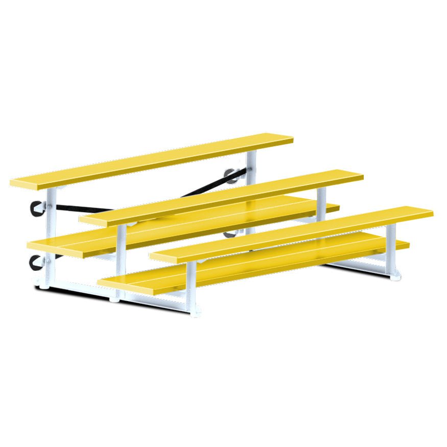 Jaypro Sports Bleacher - 3 Row - Tip & Roll, Double Foot Plank, powder Coated - 7.5' L (BLDP-375TRGPC) - SchoolOutlet