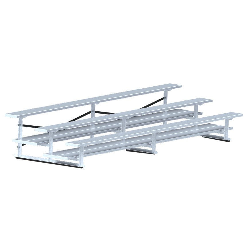 Jaypro Sports Bleacher - 3 Row - Double Foot Plank, All Aluminum Bleachers - 15' L (BLDP - 3AL) - SchoolOutlet