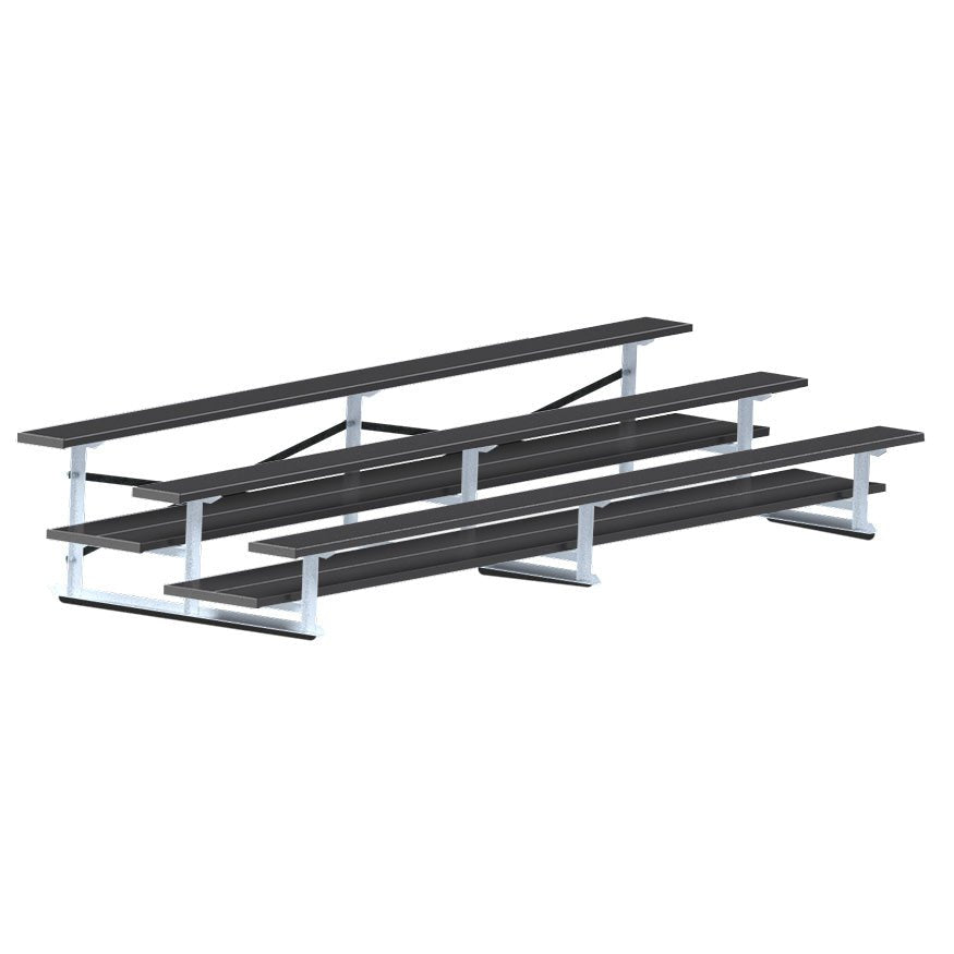 Jaypro Sports Bleacher - 3 Row - Double Foot Plank, All Aluminum Bleachers, Powder Coated - 15' L (BLDP - 3ALPC) - SchoolOutlet
