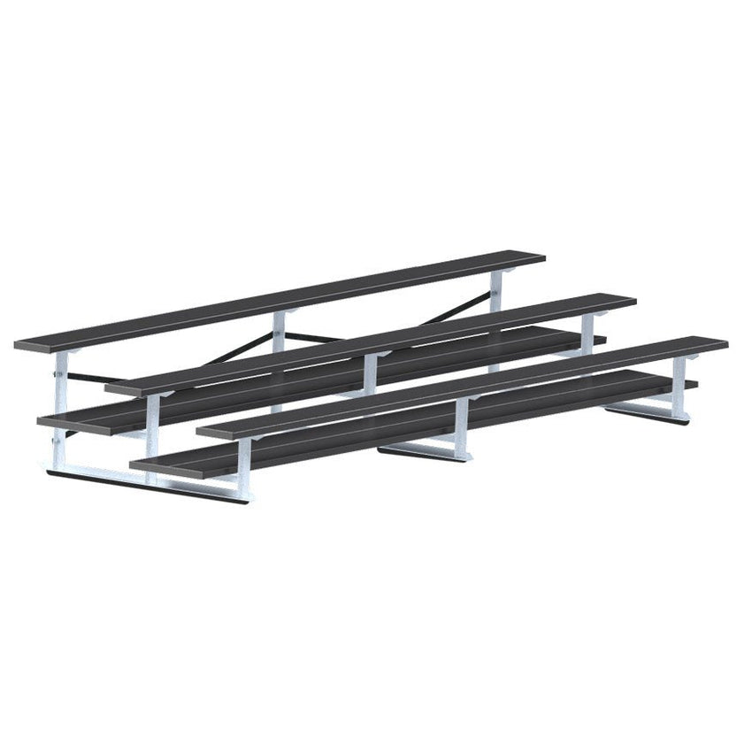 Jaypro Sports Bleacher - 3 Row - Double Foot Plank, All Aluminum Bleachers, Powder Coated - 15' L (BLDP - 3ALPC) - SchoolOutlet
