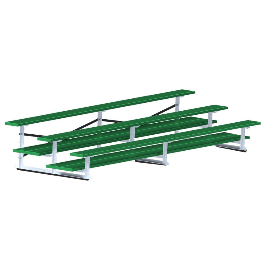 Jaypro Sports Bleacher - 3 Row - Double Foot Plank, All Aluminum Bleachers, Powder Coated - 15' L (BLDP - 3ALPC) - SchoolOutlet