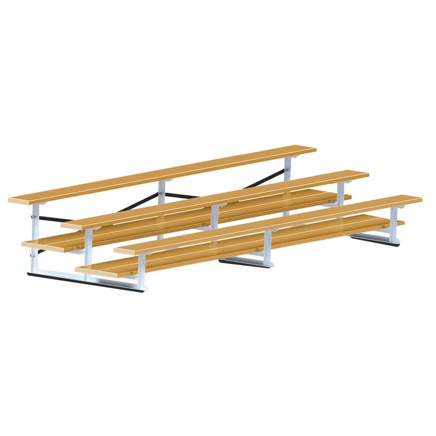 Jaypro Sports Bleacher - 3 Row - Double Foot Plank, All Aluminum Bleachers, Powder Coated - 15' L (BLDP - 3ALPC) - SchoolOutlet