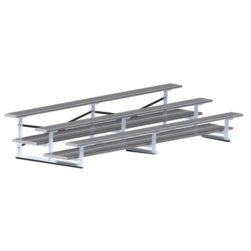 Jaypro Sports Bleacher - 3 Row - Double Foot Plank, All Aluminum Bleachers, Powder Coated - 15' L (BLDP - 3ALPC) - SchoolOutlet