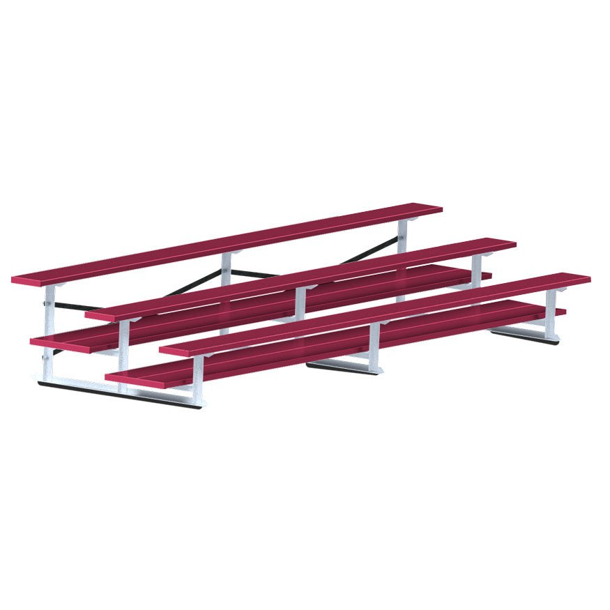 Jaypro Sports Bleacher - 3 Row - Double Foot Plank, All Aluminum Bleachers, Powder Coated - 15' L (BLDP - 3ALPC) - SchoolOutlet