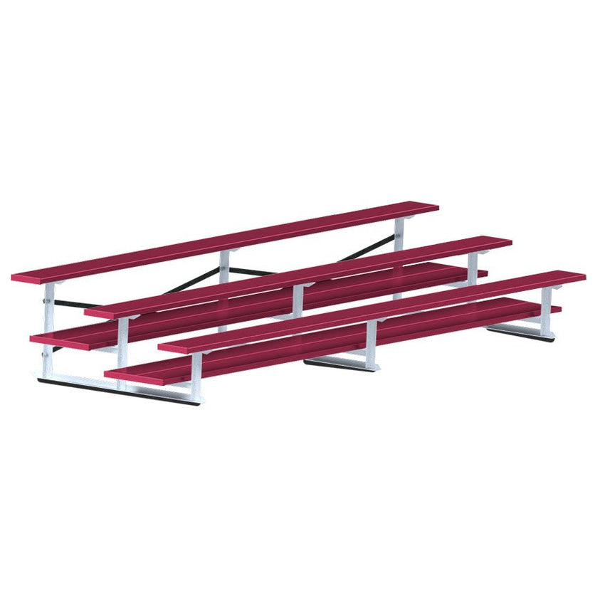 Jaypro Sports Bleacher - 3 Row - Double Foot Plank, All Aluminum Bleachers, Powder Coated - 15' L (BLDP - 3ALPC) - SchoolOutlet