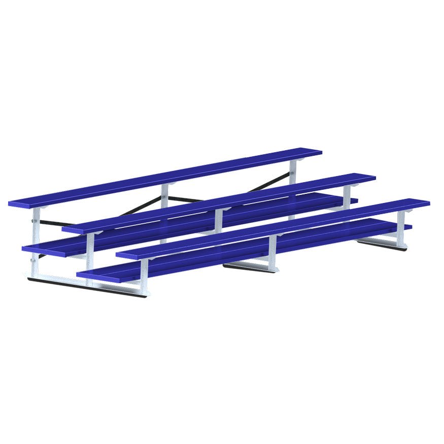 Jaypro Sports Bleacher - 3 Row - Double Foot Plank, All Aluminum Bleachers, Powder Coated - 15' L (BLDP - 3ALPC) - SchoolOutlet