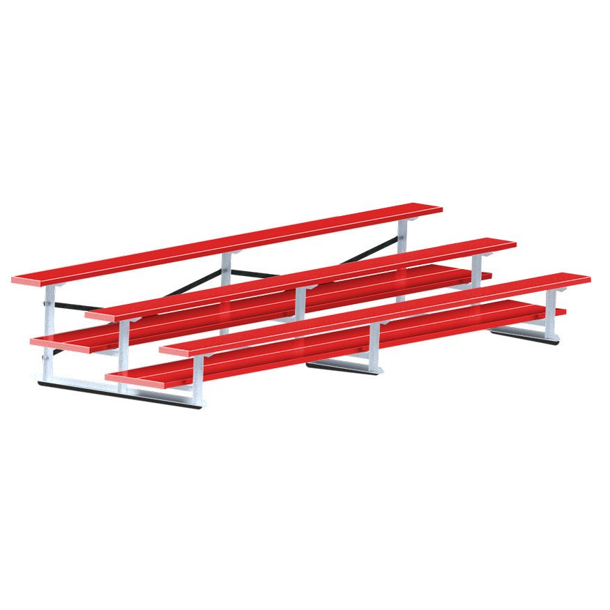Jaypro Sports Bleacher - 3 Row - Double Foot Plank, All Aluminum Bleachers, Powder Coated - 15' L (BLDP - 3ALPC) - SchoolOutlet