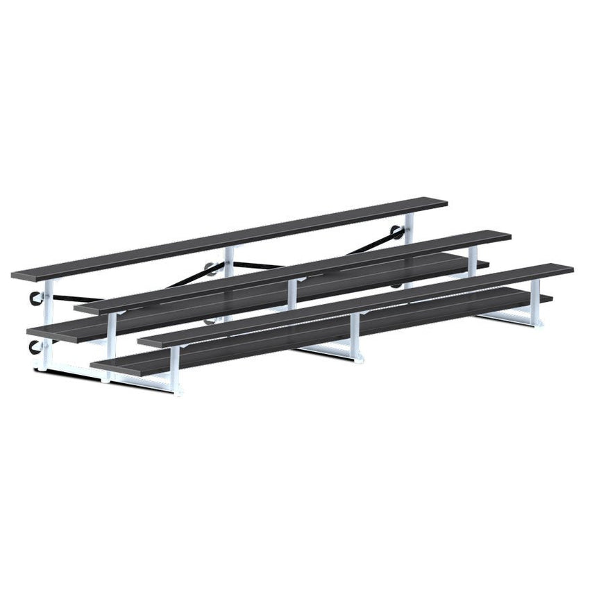 Jaypro Sports Bleacher - 3 Row - Tip & Roll, Double Foot Plank, Powder Coated - 15' L (BLDP - 3TRGPC) - SchoolOutlet