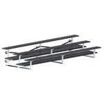 Jaypro Sports Bleacher - 3 Row - Tip & Roll, Double Foot Plank, Powder Coated - 15' L (BLDP - 3TRGPC) - SchoolOutlet