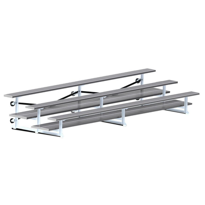 Jaypro Sports Bleacher - 3 Row - Tip & Roll, Double Foot Plank, Powder Coated - 15' L (BLDP - 3TRGPC) - SchoolOutlet