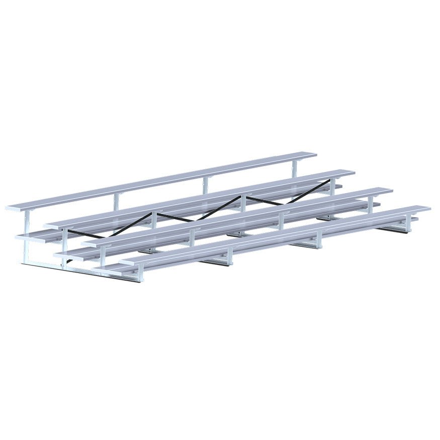 Jaypro Sports Bleacher - 4 Row - Double Foot Plank, All Aluminum Bleachers - 21' L (BLDP - 421AL) - SchoolOutlet