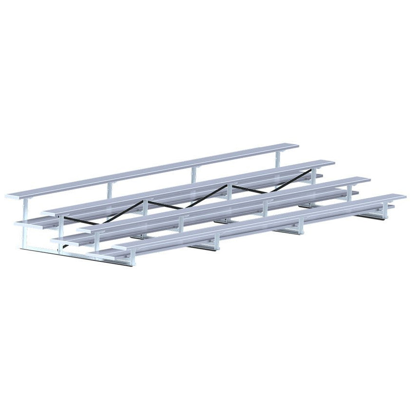 Jaypro Sports Bleacher - 4 Row - Double Foot Plank, All Aluminum Bleachers - 21' L (BLDP - 421AL) - SchoolOutlet