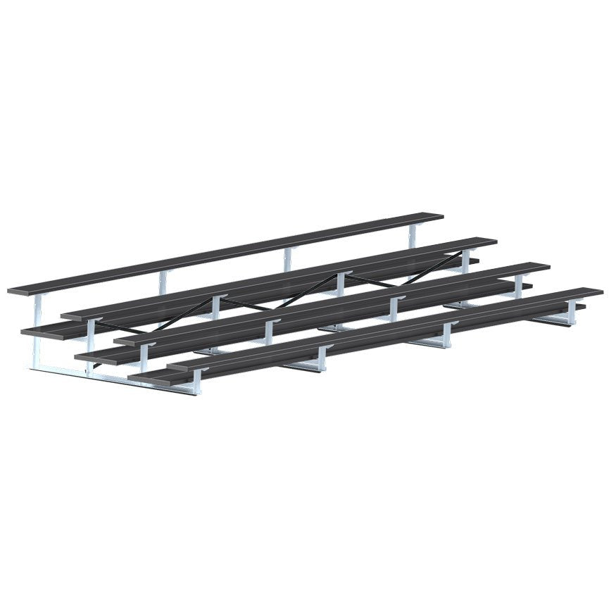 Jaypro Sports Bleacher - 4 Row - Double Foot Plank, All Aluminum Bleachers, Powder Coated - 21' L (BLDP - 421ALPC) - SchoolOutlet